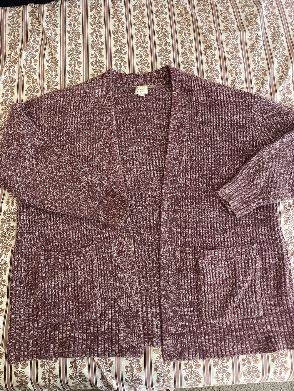 a new day Marled Plum Open-Front Cardigan
